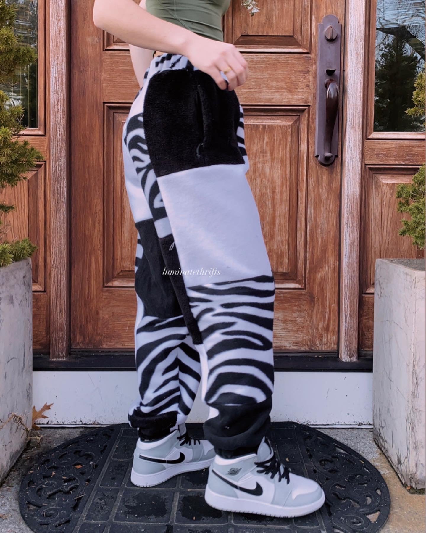 (S/M) Diamond Zebra Reworked Joggers