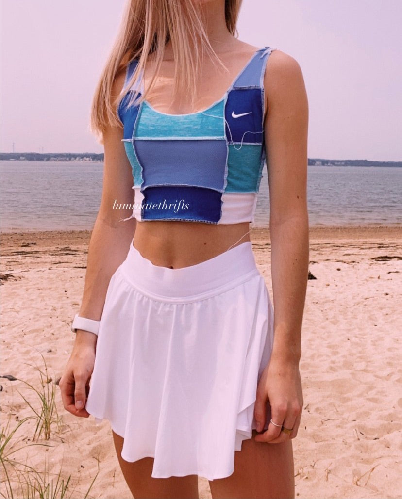 (XS/S) Sea Blue Reworked Open Hem Tank