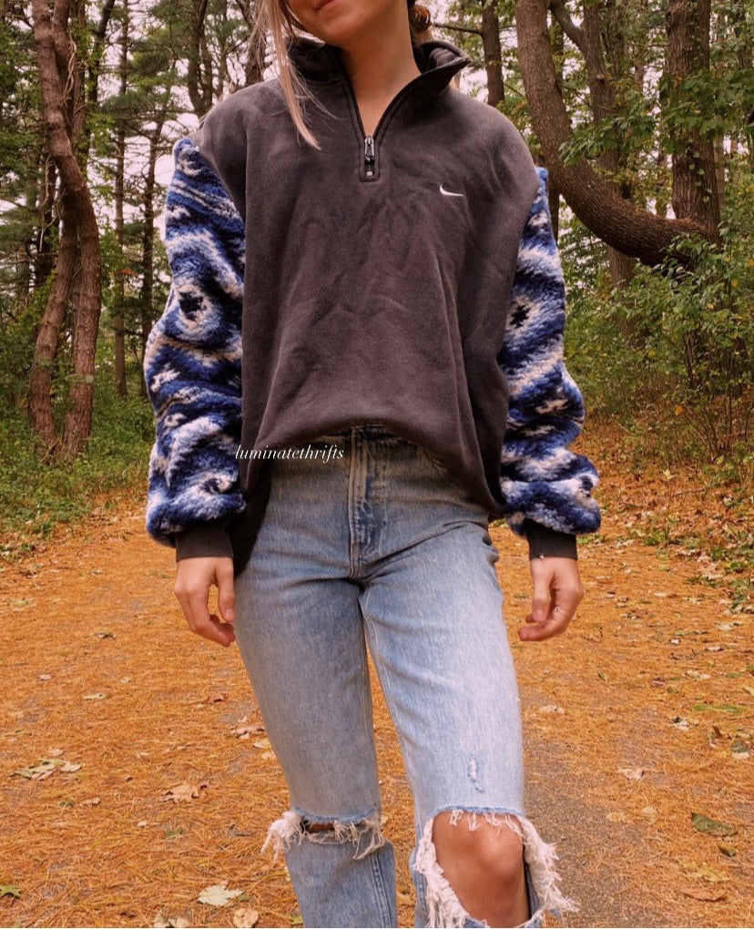(M/L) Aztec Sherpa Reworked Quarter Zip