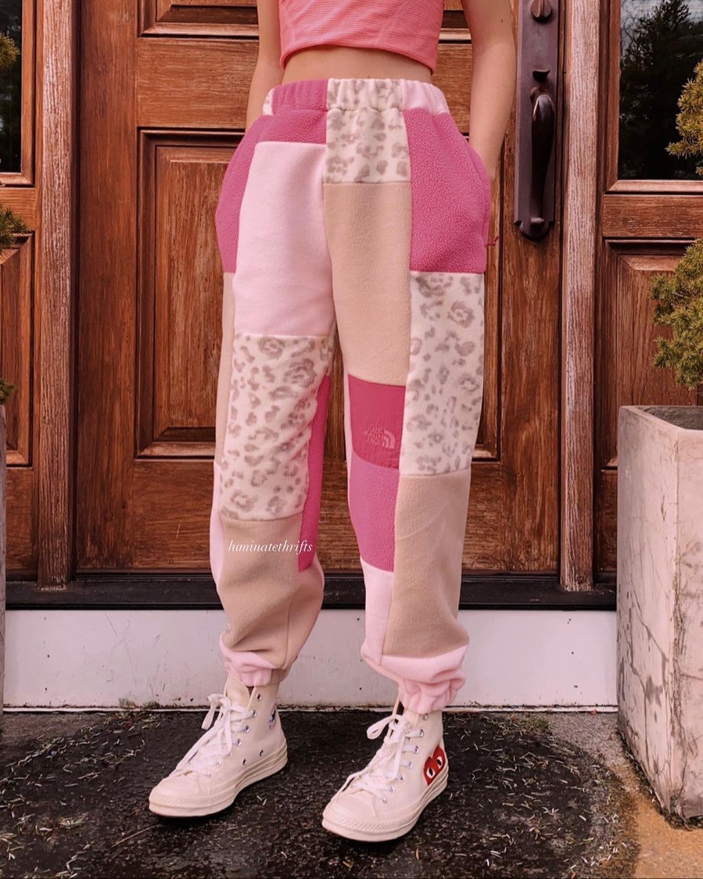 (XS/S) Raspberry Leopard Reworked Joggers