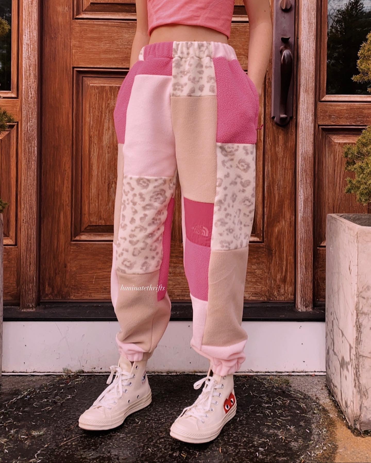 (XS/S) Raspberry Leopard Reworked Joggers