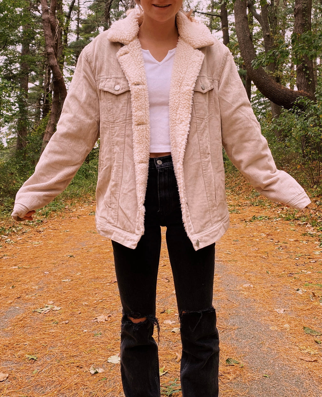(L) Tan Corduroy Sherpa Jacket