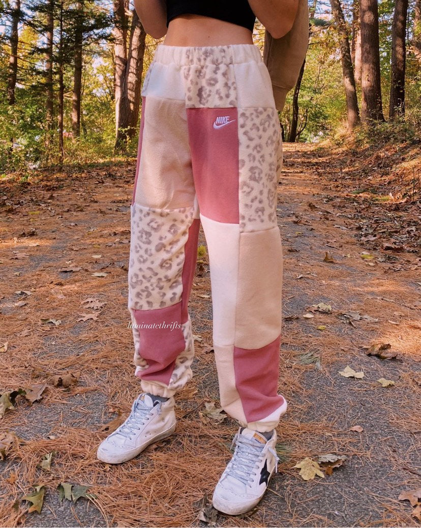 (XS-M) Raspberry Leopard Reworked Joggers