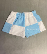 Load image into Gallery viewer, Blue&amp;White Terrycloth Colorblock Shorts
