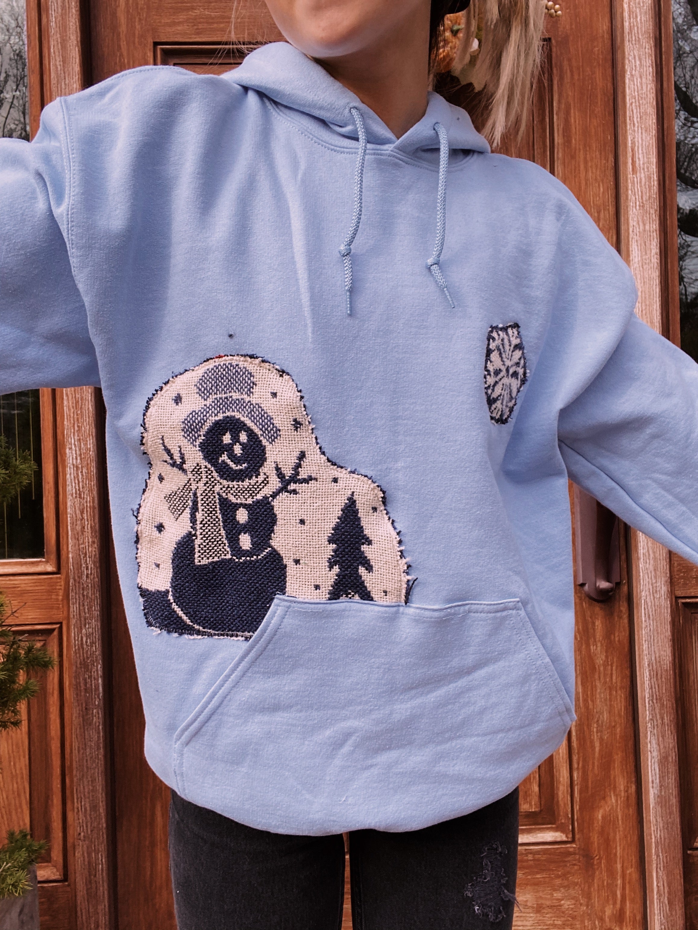 (M) Snowman Blanket Weave Reworked Hoodie