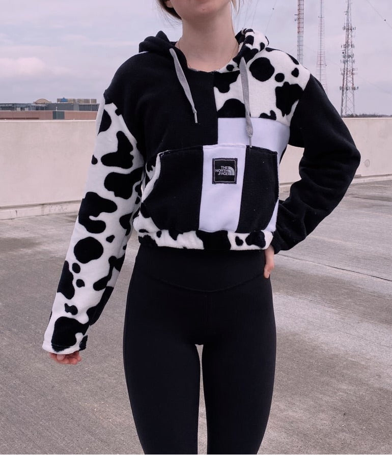 (S/M) Reworked Cow Hoodie
