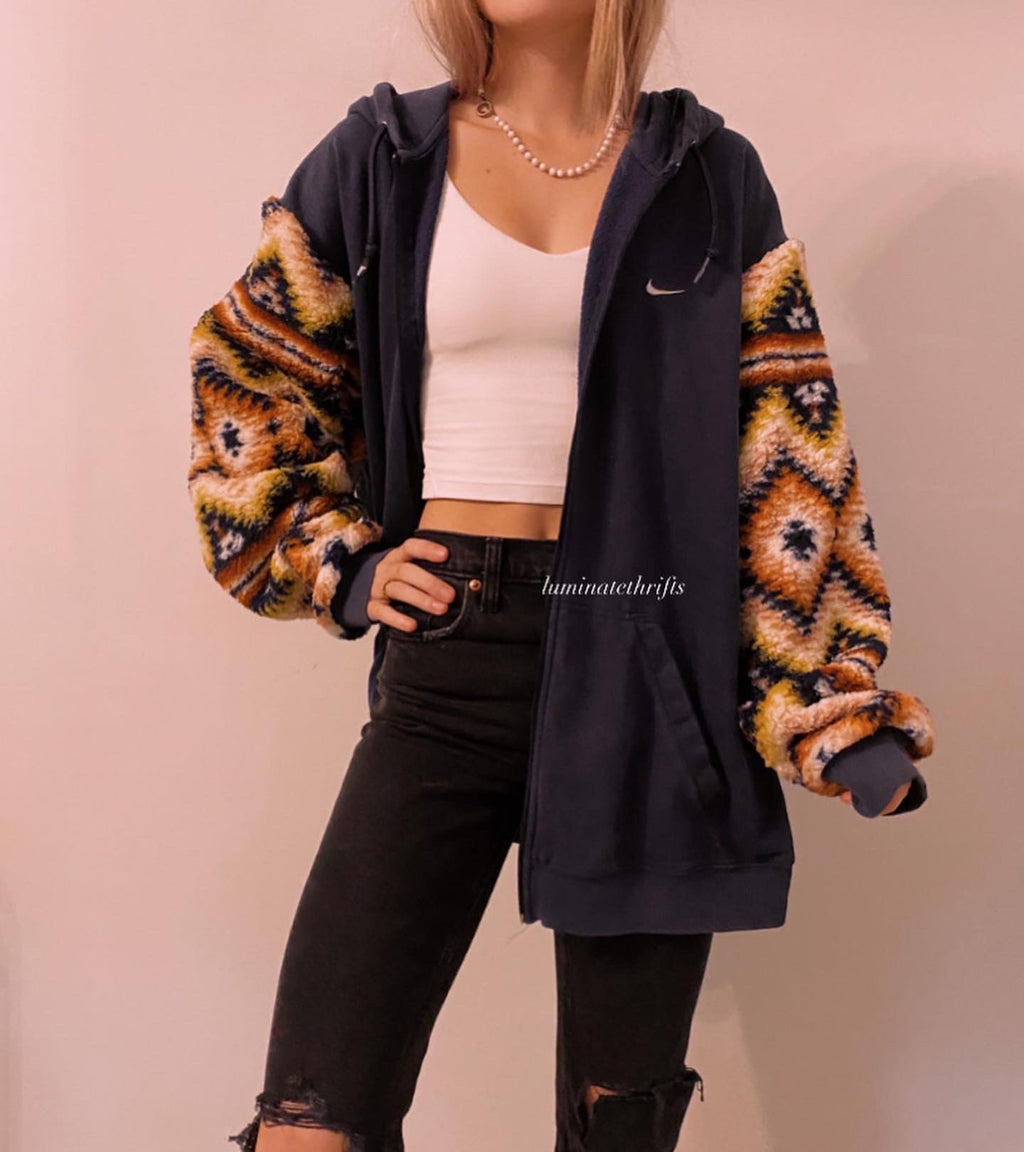 Aztec Sherpa Reworked Zipup Hoodie