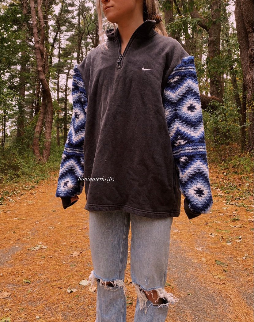 (M/L) Aztec Sherpa Reworked Quarter Zip