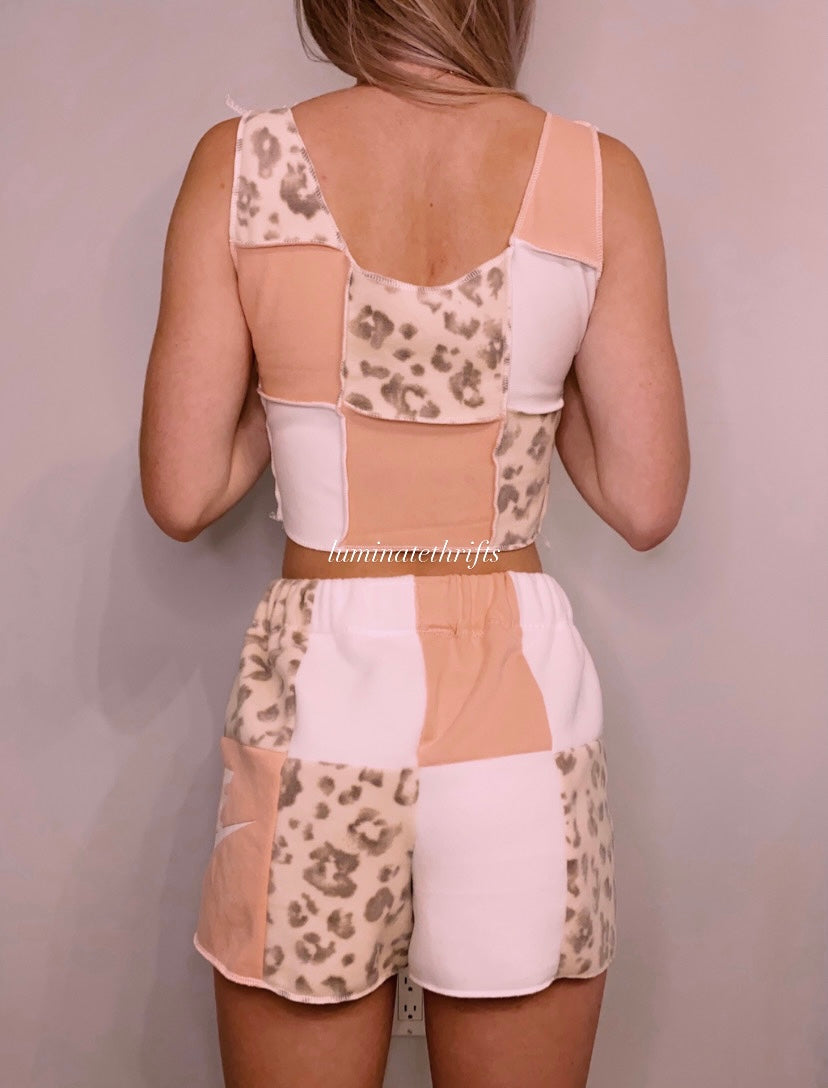 (XS-M) Pink Leopard Reworked Shorts Set