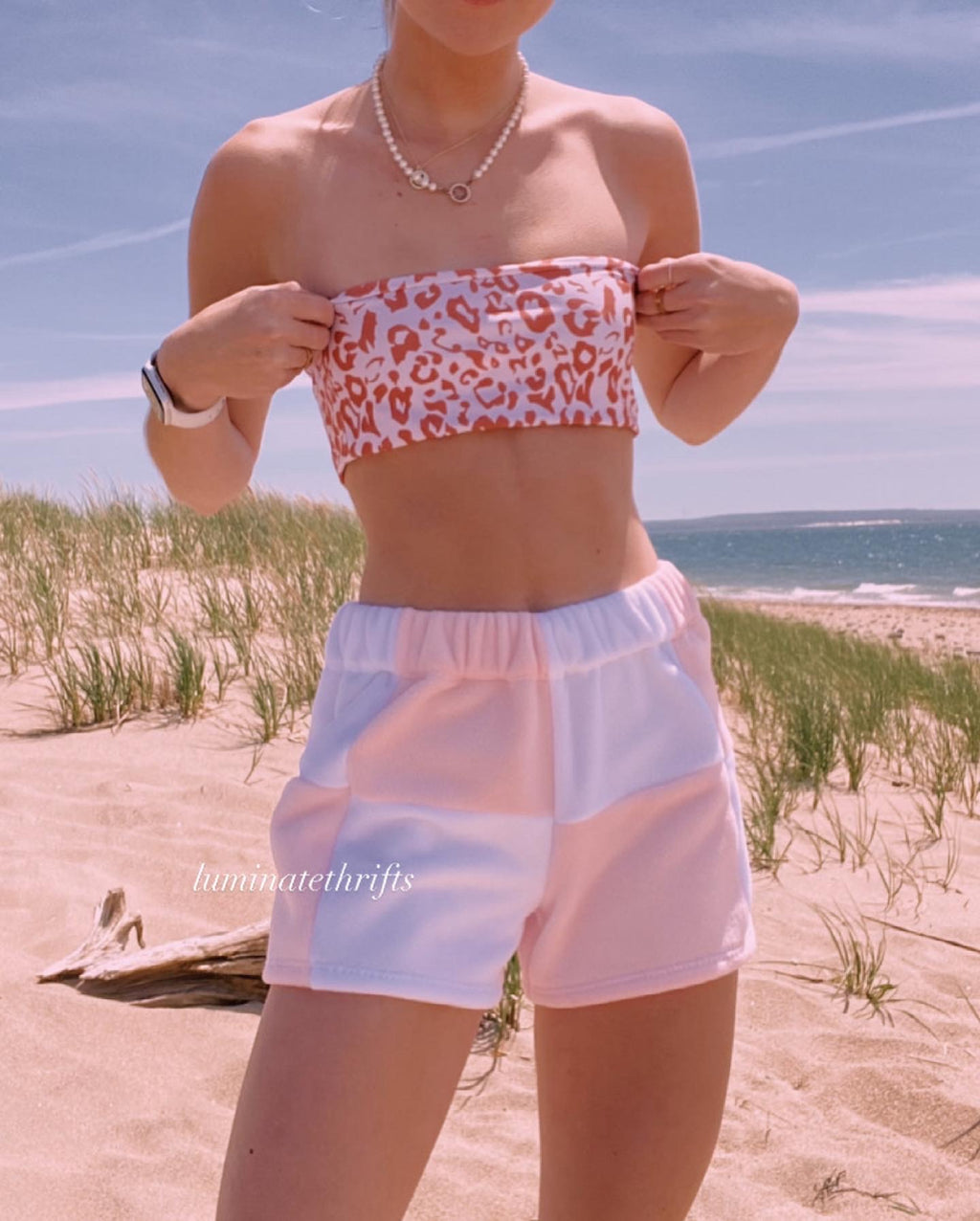 Blush Pink Colorblock Shorts