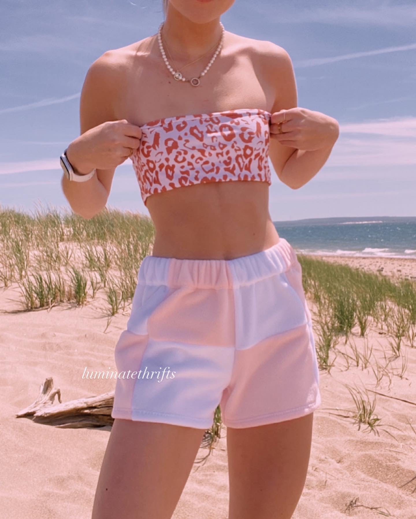 Blush Pink Colorblock Shorts