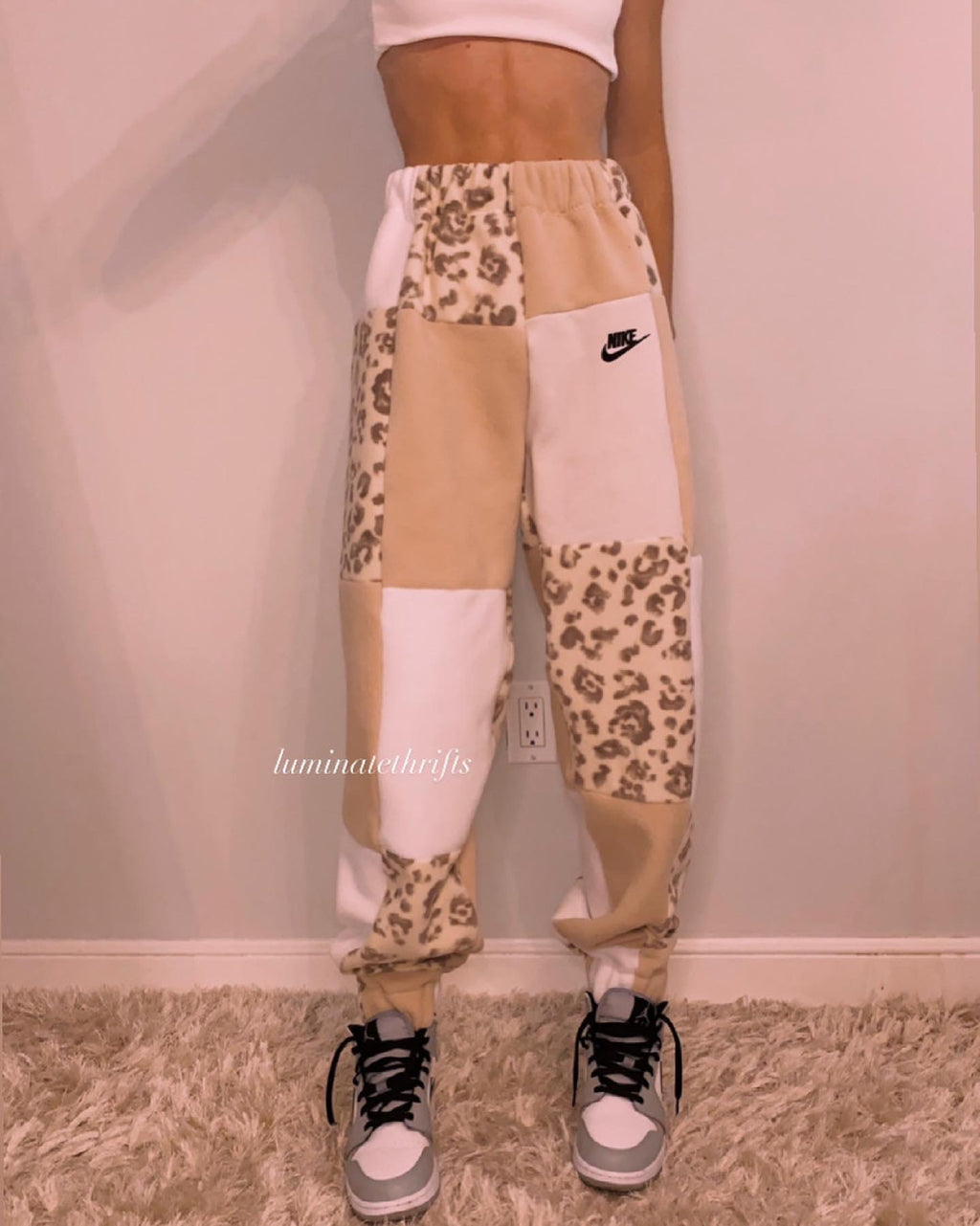 (XS-M) Special Edition Neutral Leopard Reworked Joggers