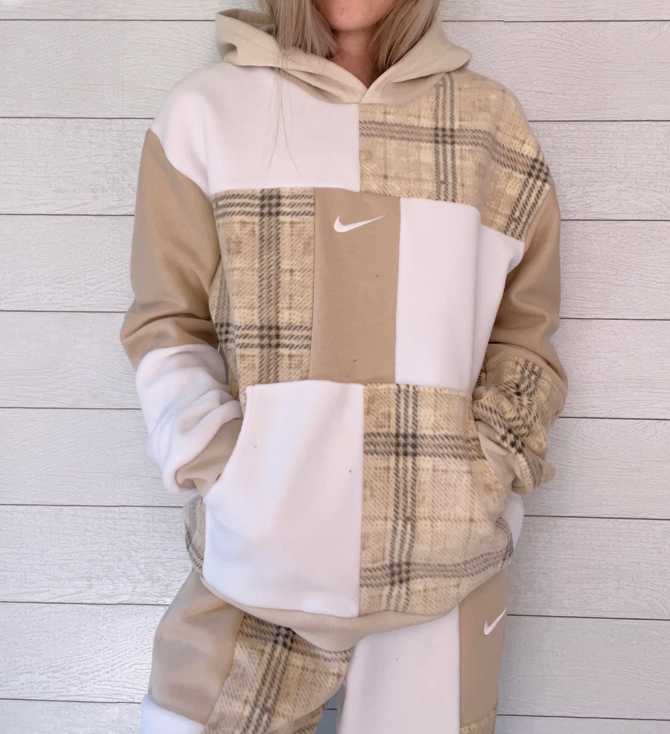 (L) Neutral Flannel 1/1 Hoodie