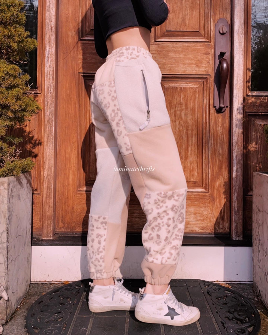 (S/M) Neutral Leopard Reworked Joggers