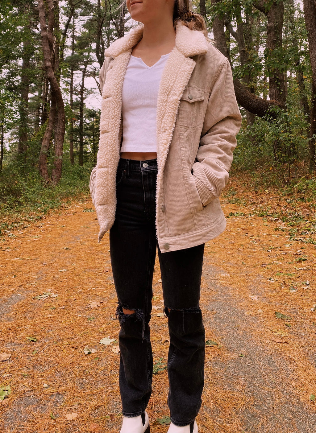 (L) Tan Corduroy Sherpa Jacket