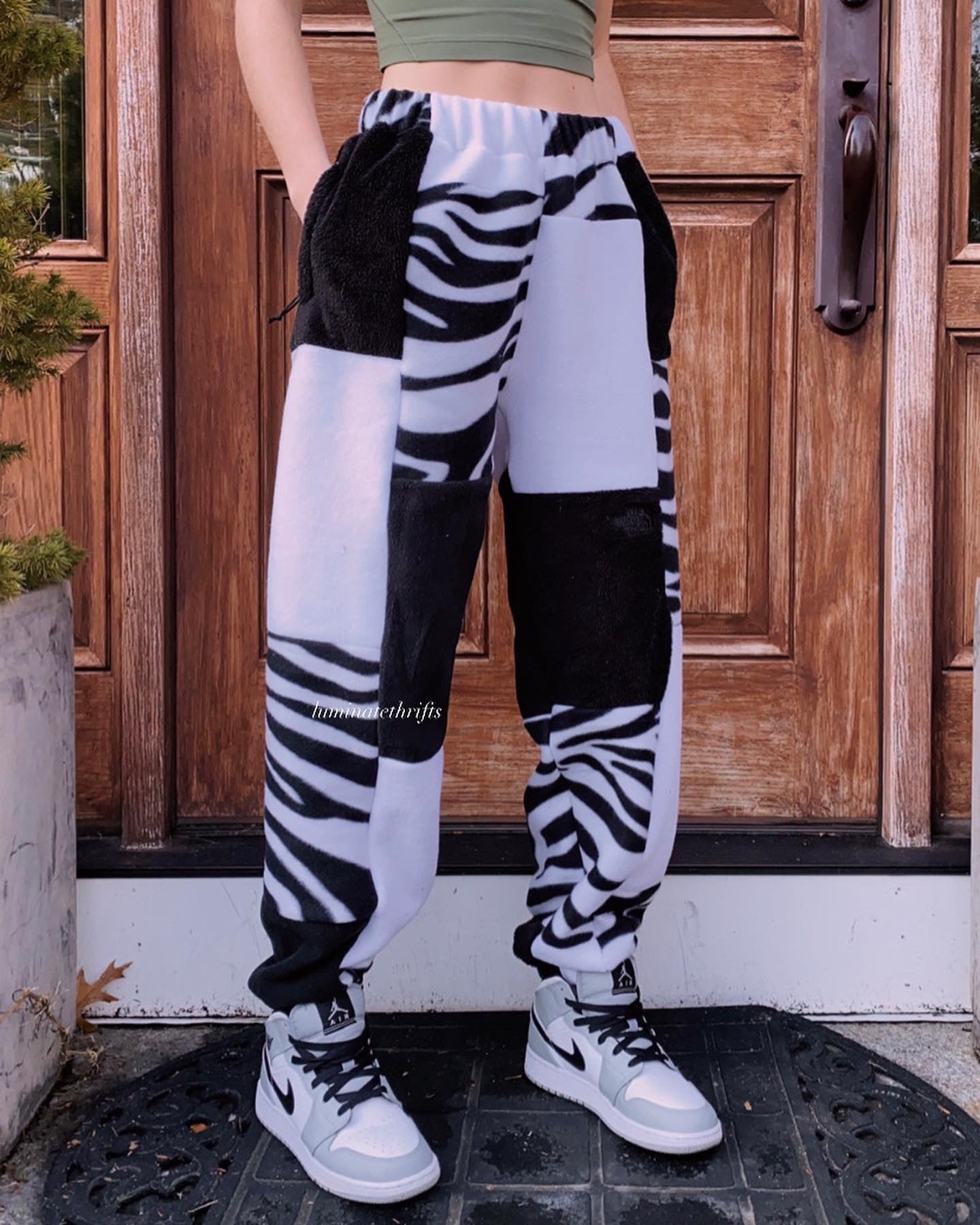 (S/M) Diamond Zebra Reworked Joggers