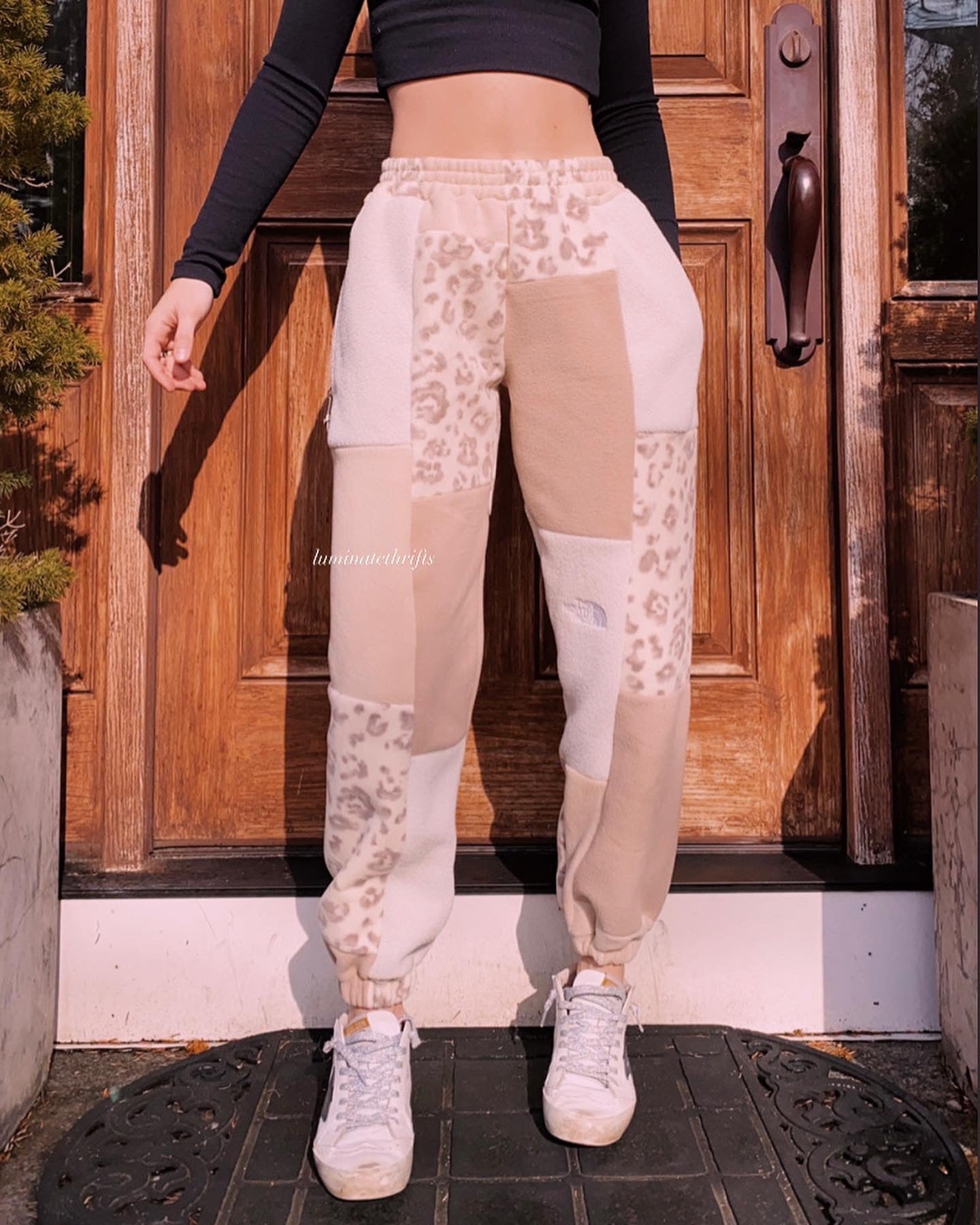 (S/M) Neutral Leopard Reworked Joggers