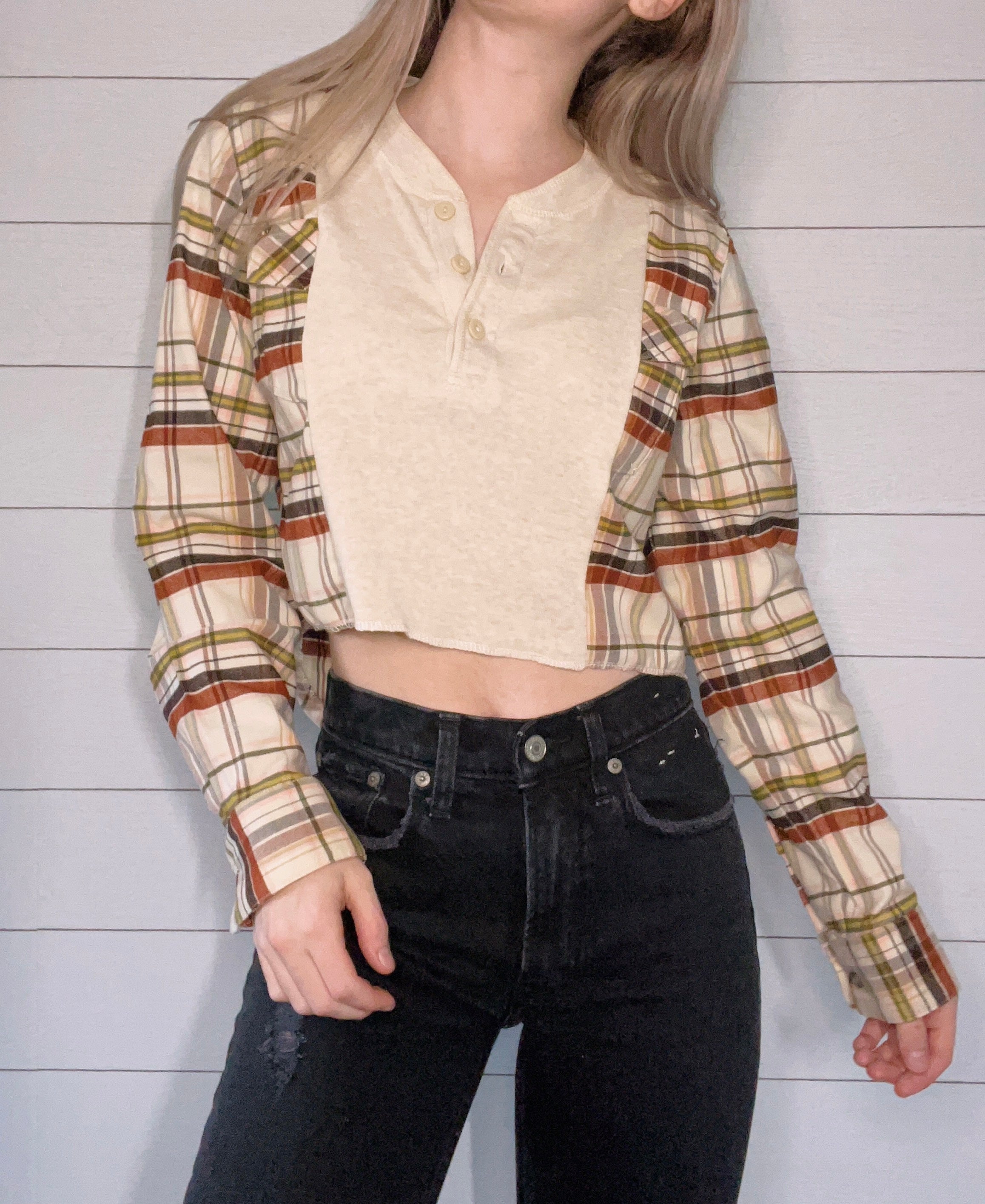 (M) Waffle Henley X Flannel