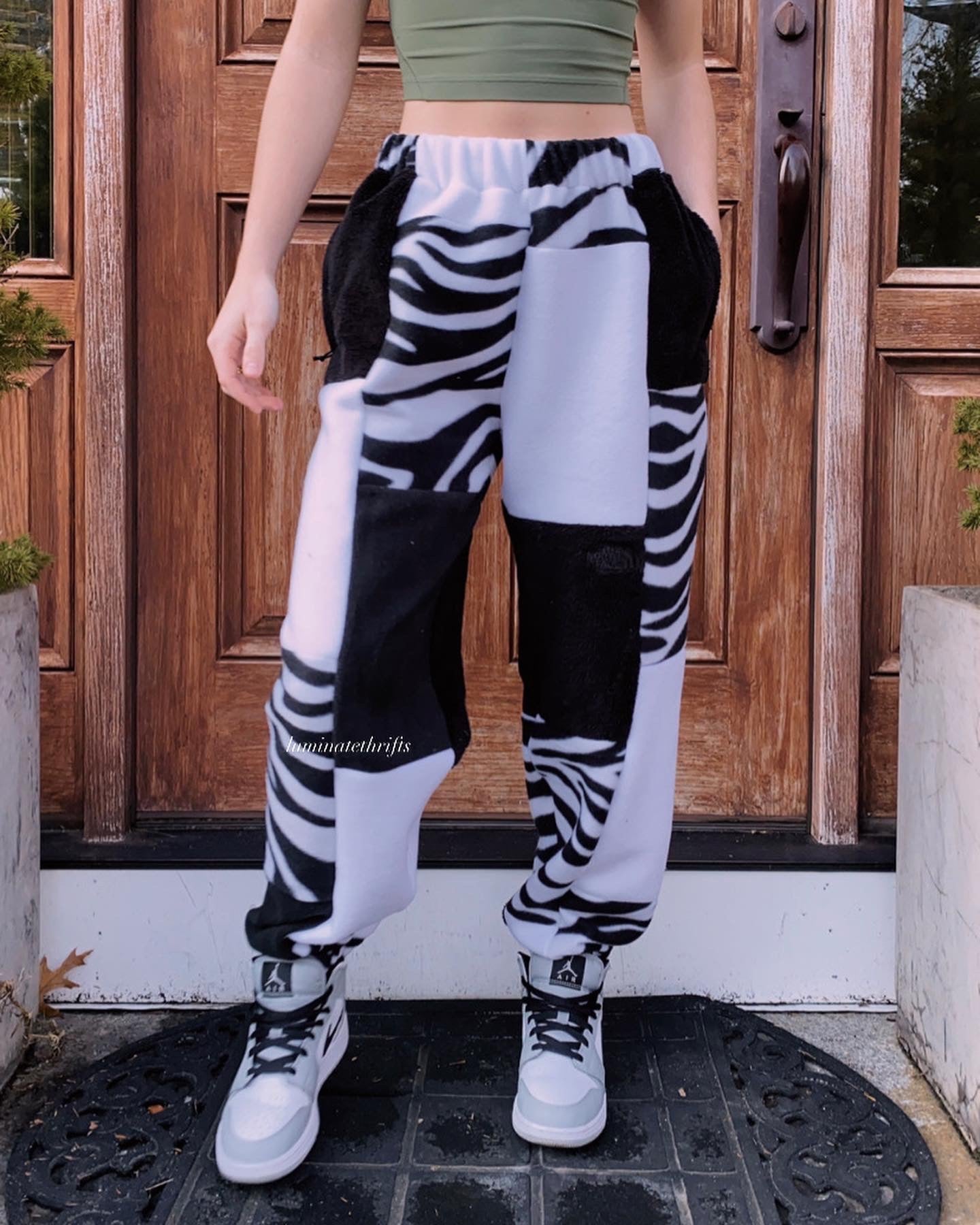 (S/M) Diamond Zebra Reworked Joggers