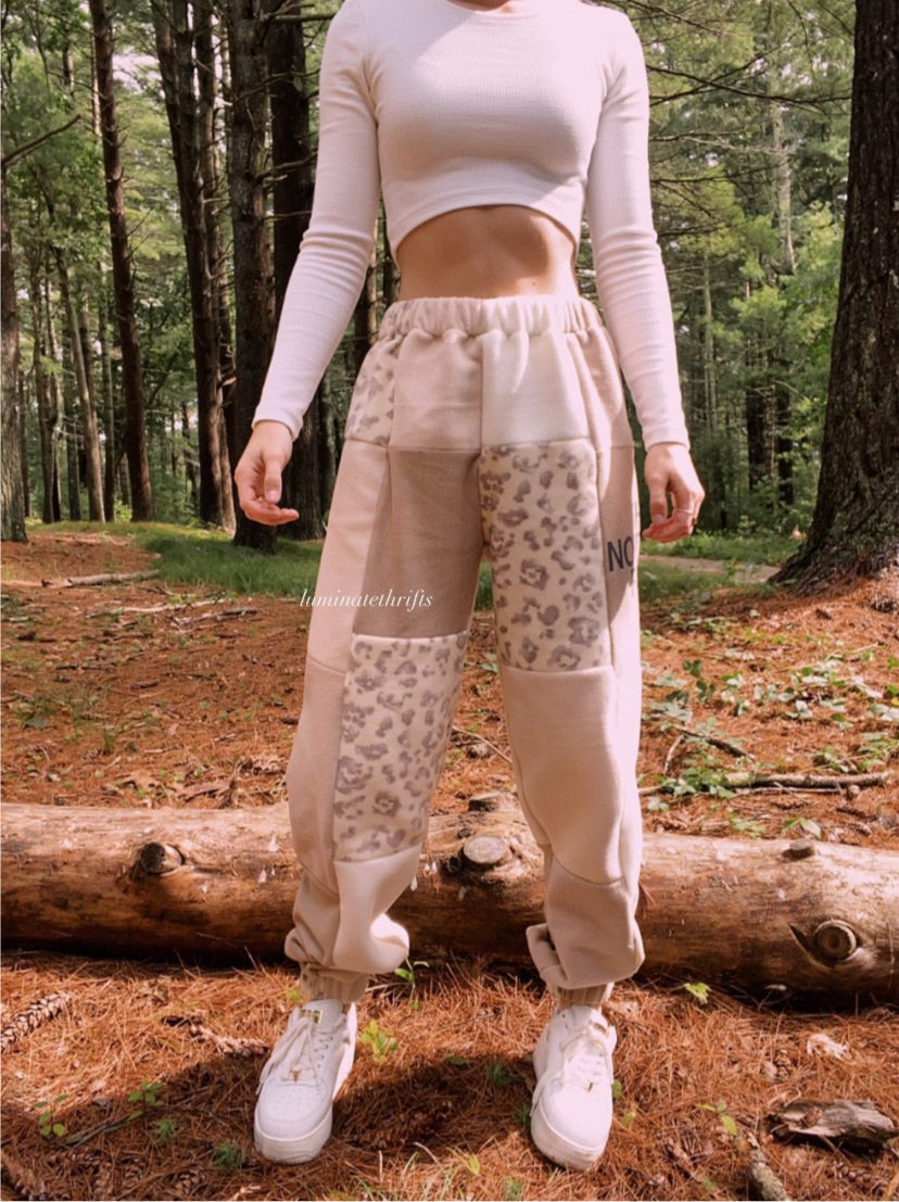 (S-L) Neutral Leopard Reworked Joggers