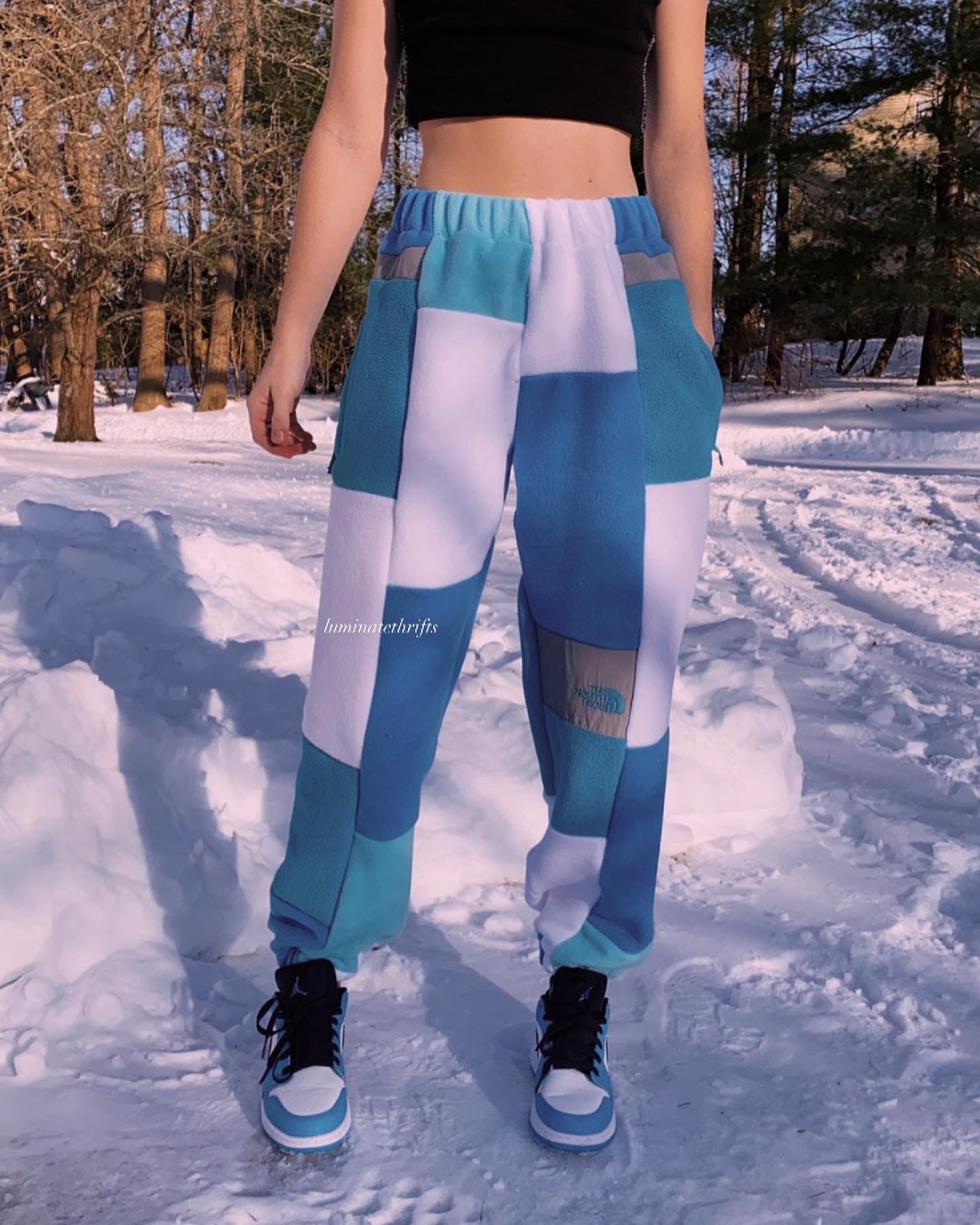 (XS/S) Sea Blue Reworked Joggers