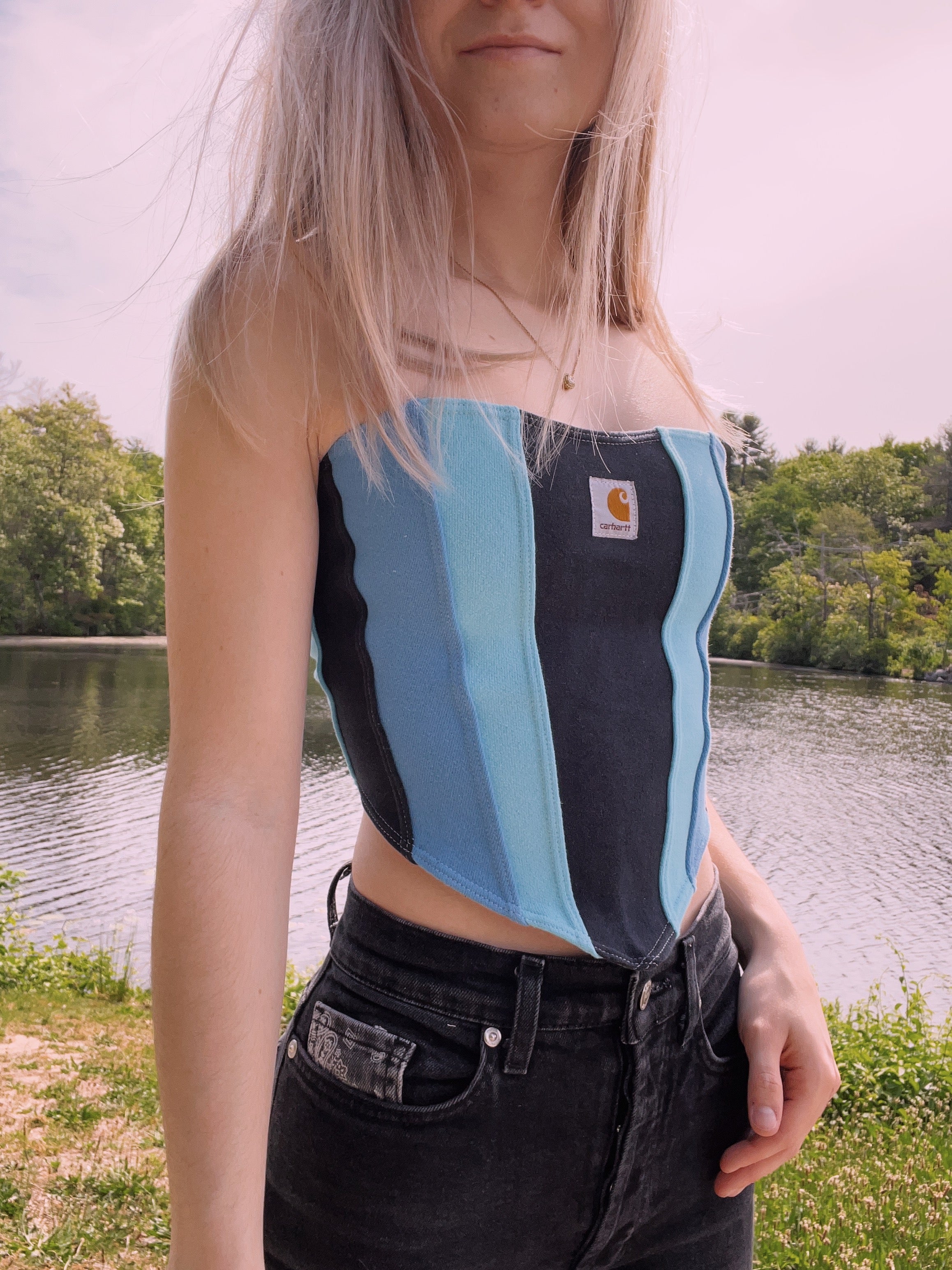 (XS/S) Glacier Blue Reworked Bustier