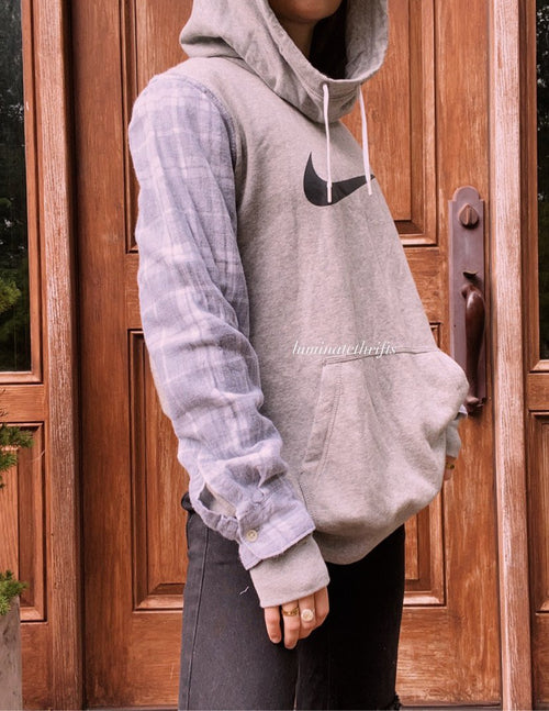 (L) Flannel Reworked Hoodie