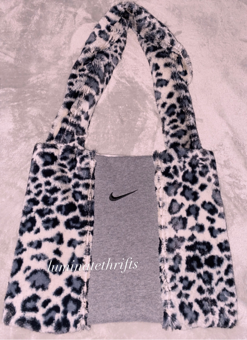 Reworked Leopard Fluffy Tote