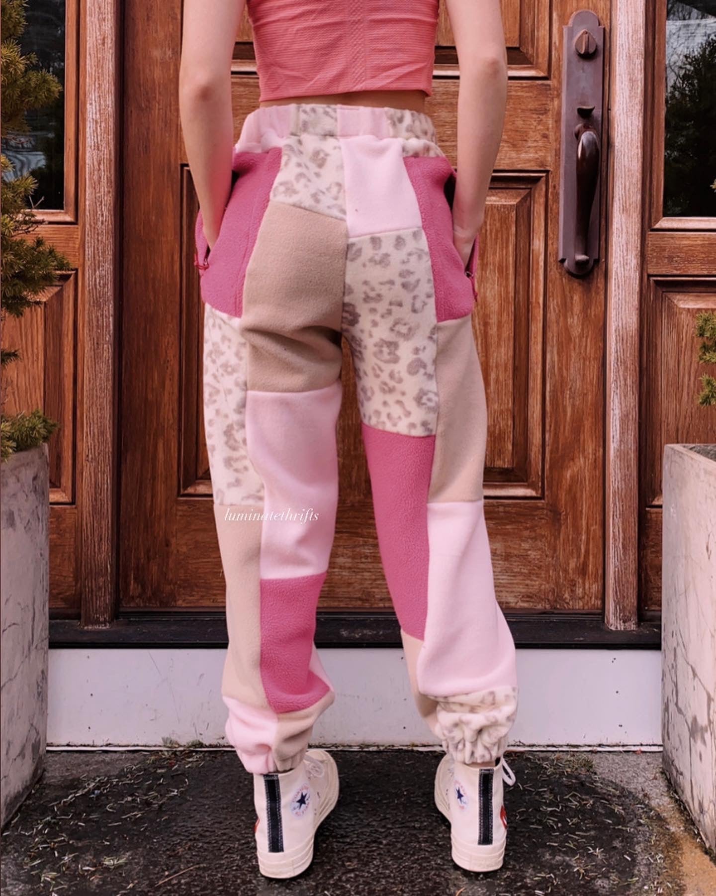 (XS/S) Raspberry Leopard Reworked Joggers
