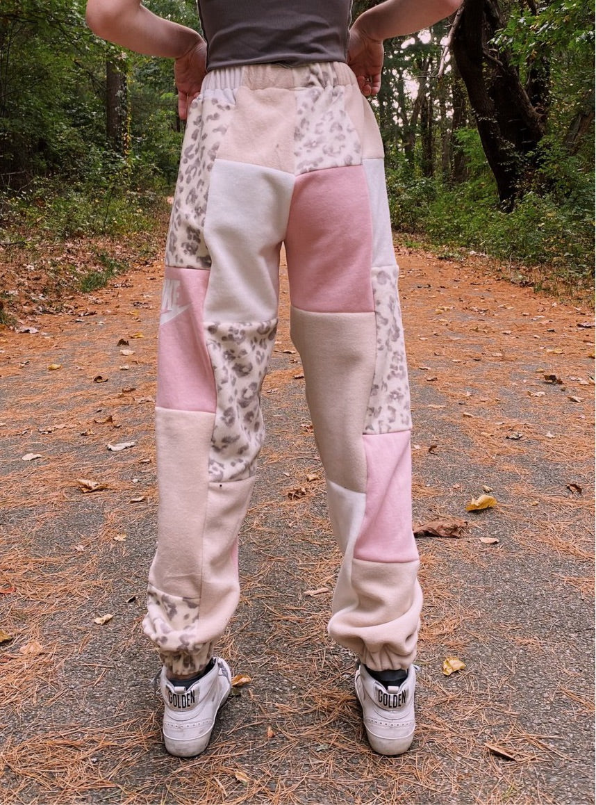 (XS-M) Neutral Pink Leopard Reworked Joggers