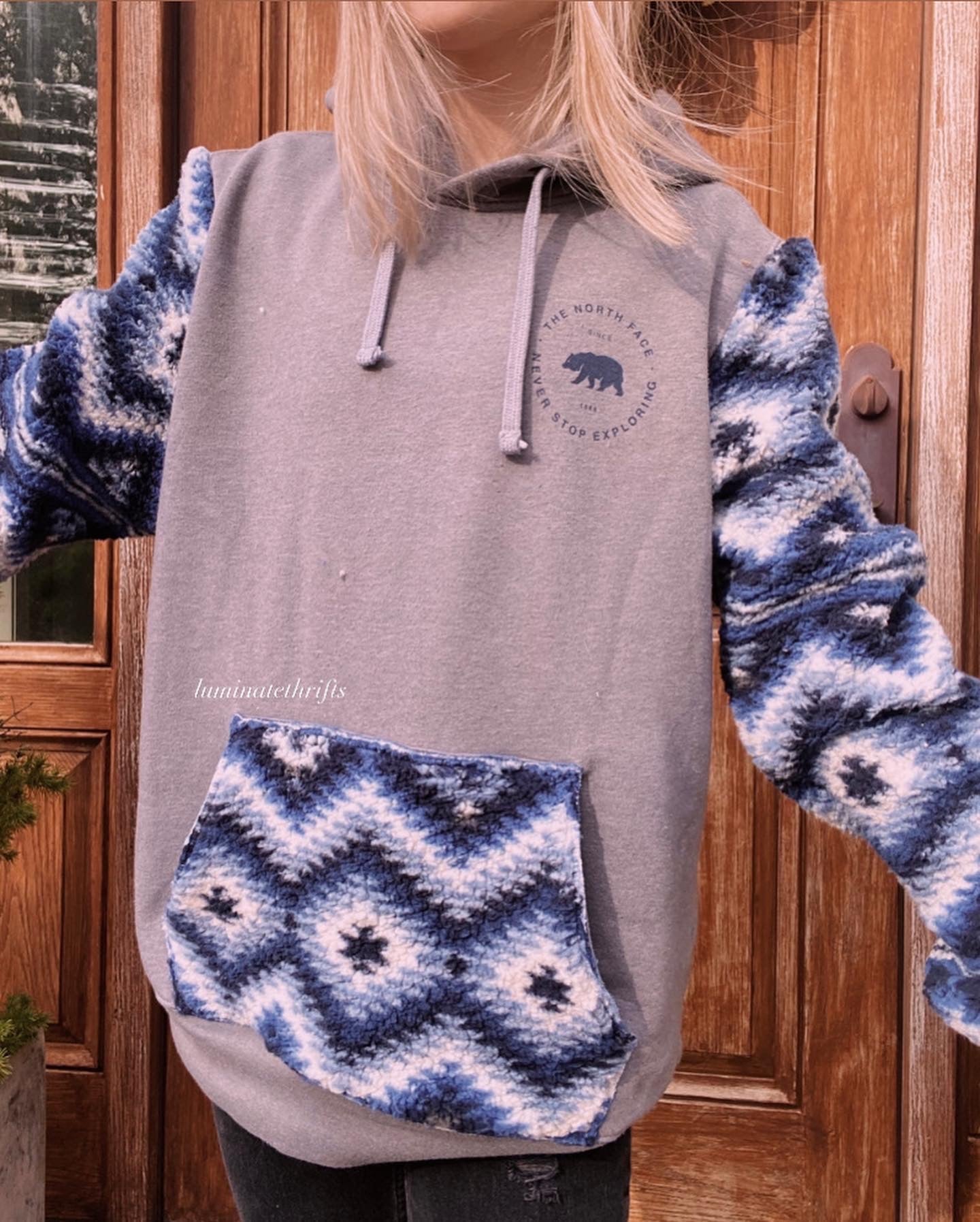 (L/XL) Aztec Sherpa Reworked Hoodie