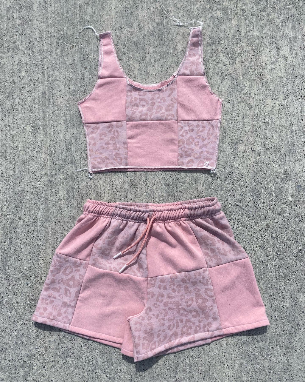 (S/M) Pink Leopard Reworked Matching Set