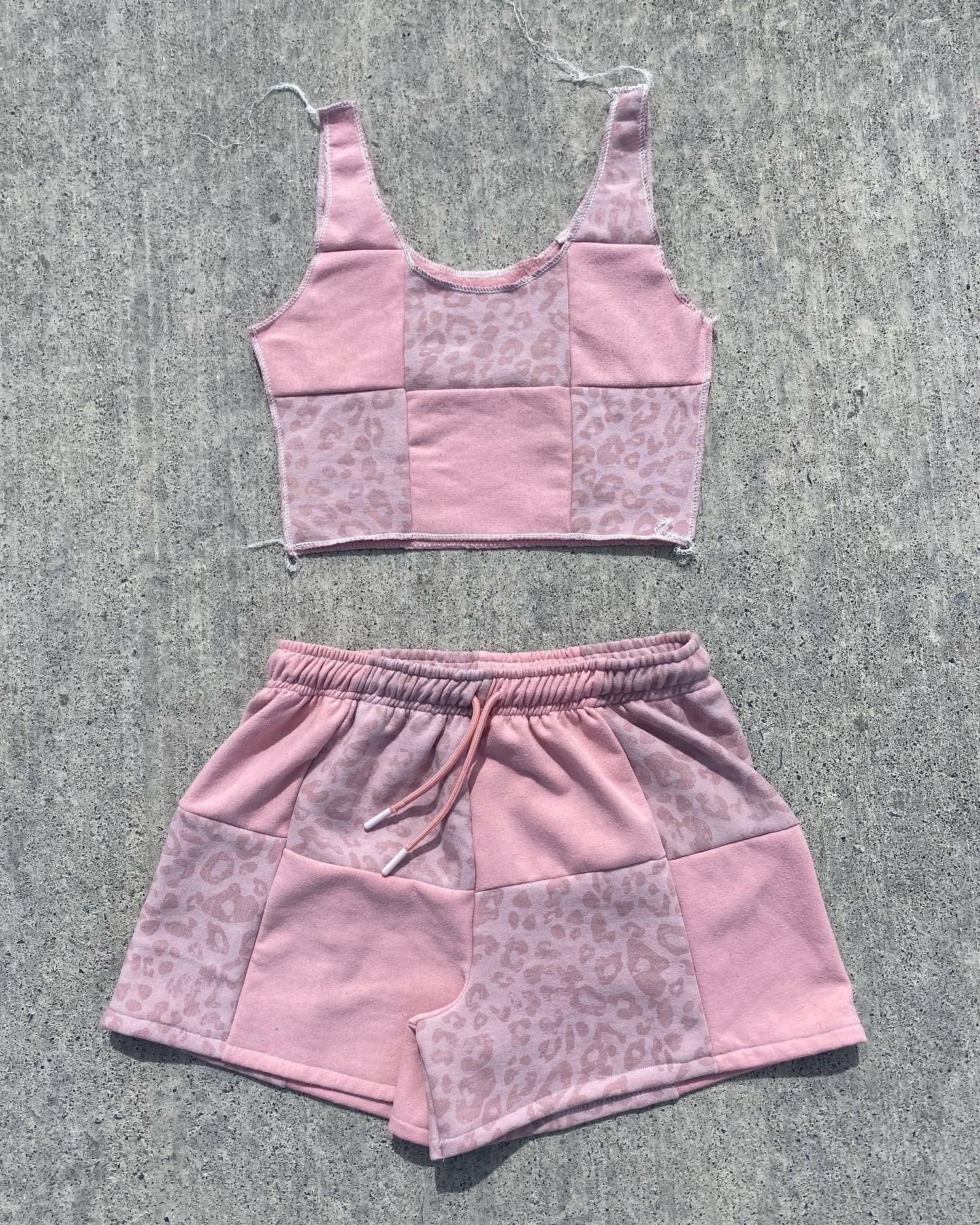 (S/M) Pink Leopard Reworked Matching Set