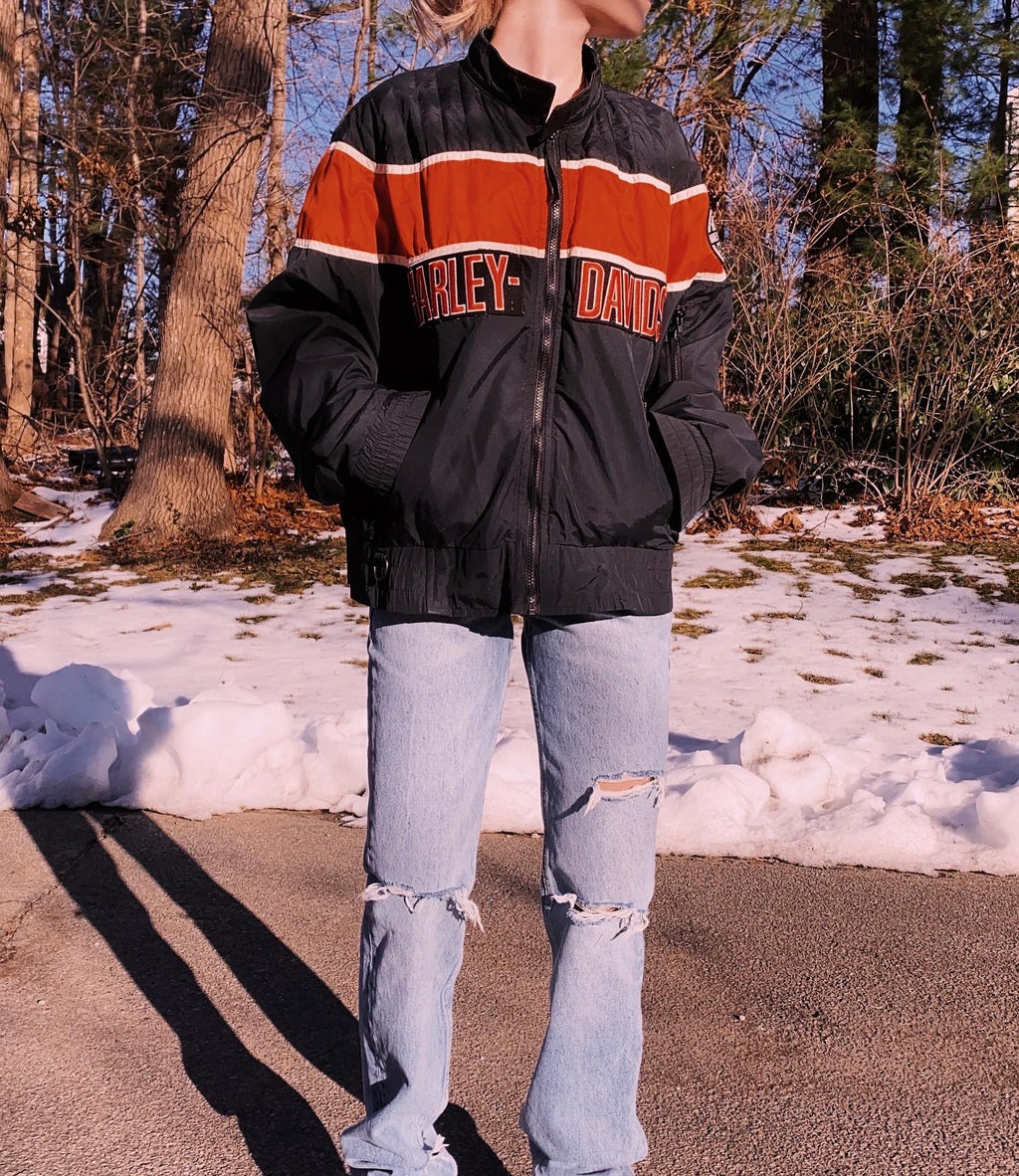 (L) Vintage Harley Davidson Windbreaker