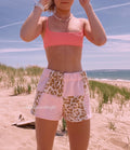 Pink Leopard Colorblock Shorts