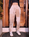 (S/M) Neutral Leopard Reworked Joggers