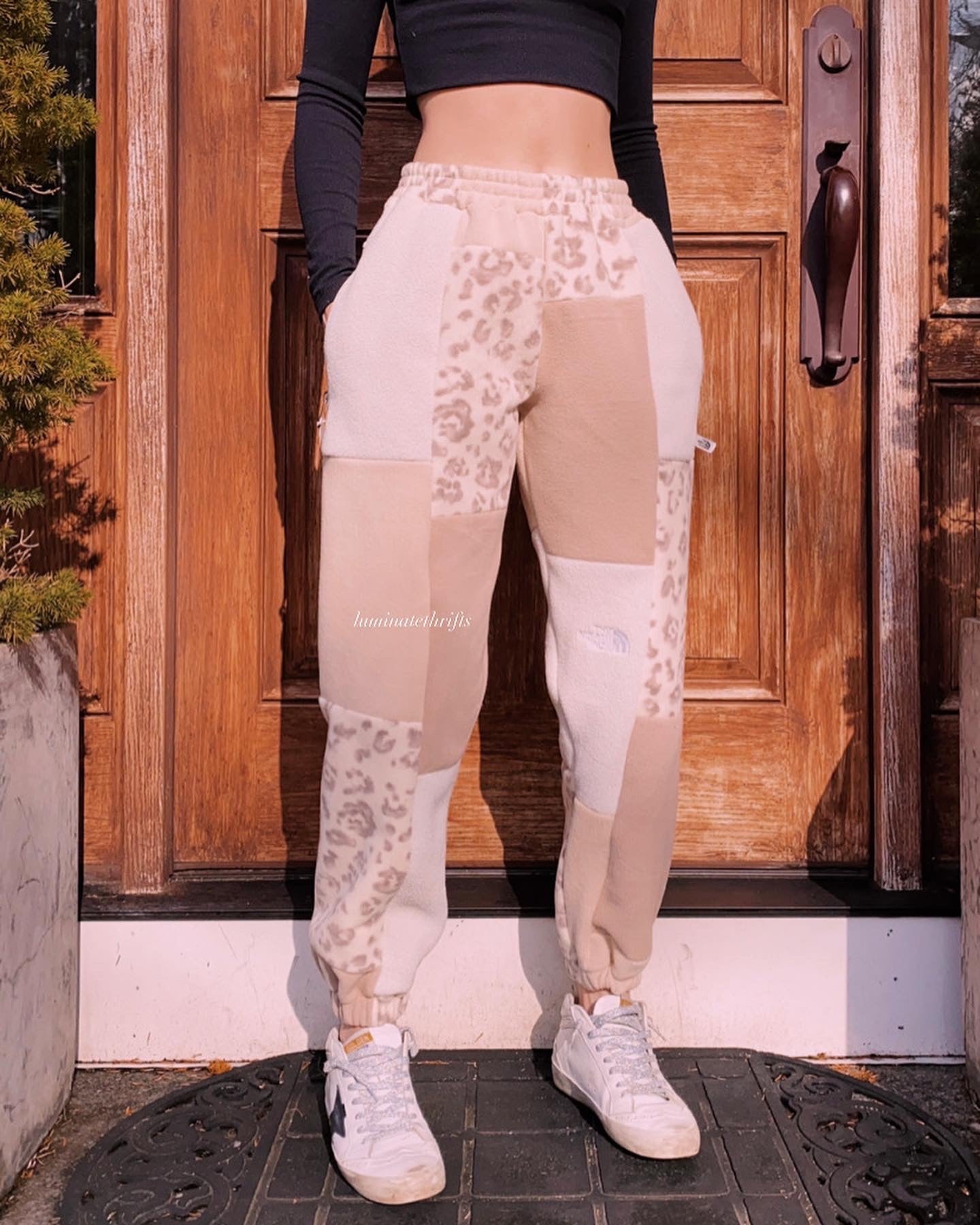 (S/M) Neutral Leopard Reworked Joggers