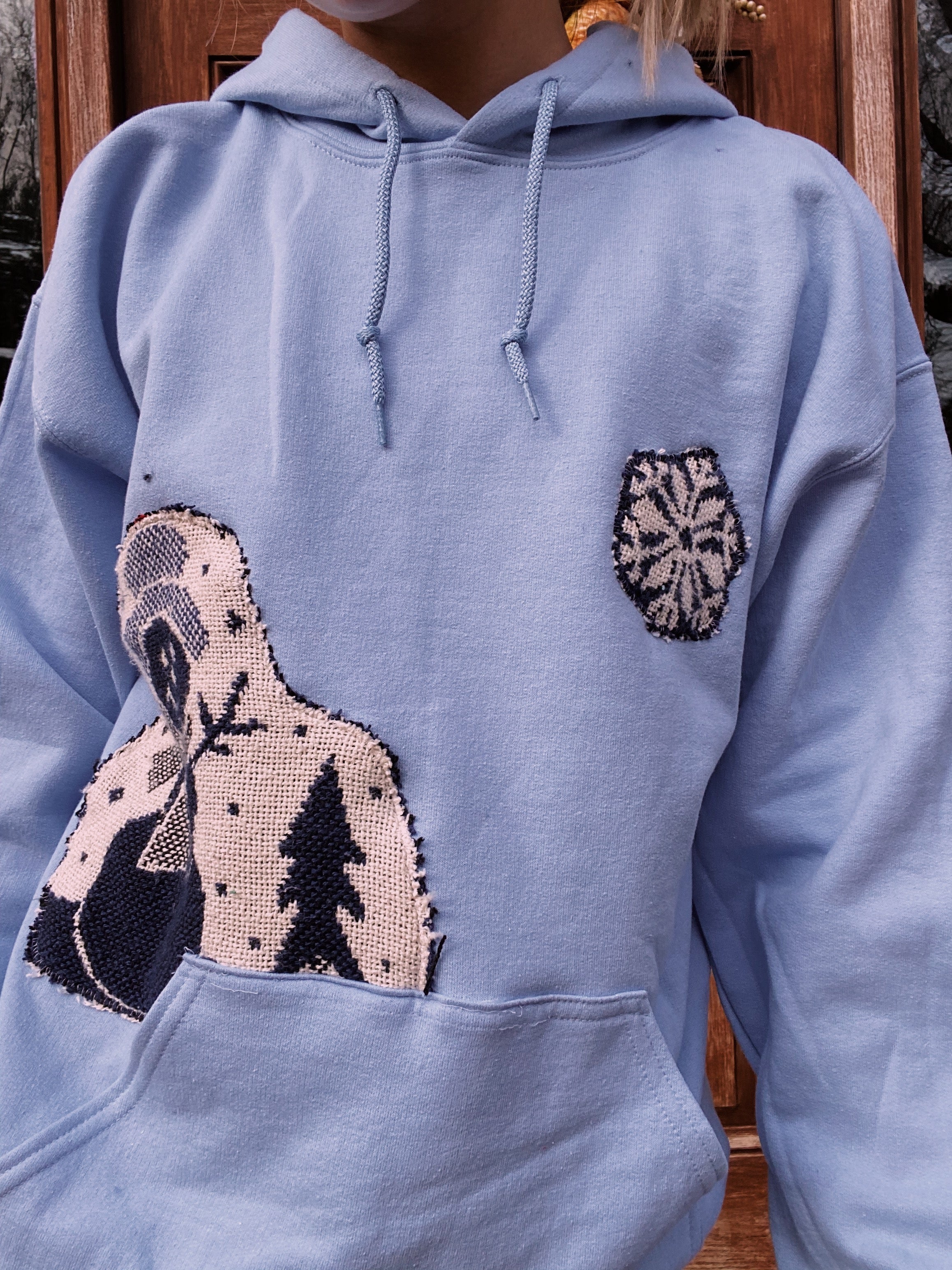 (M) Snowman Blanket Weave Reworked Hoodie