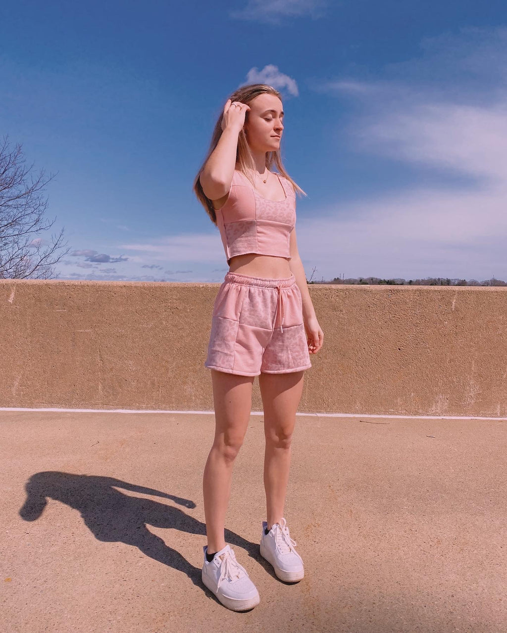 (S/M) Pink Leopard Reworked Matching Set