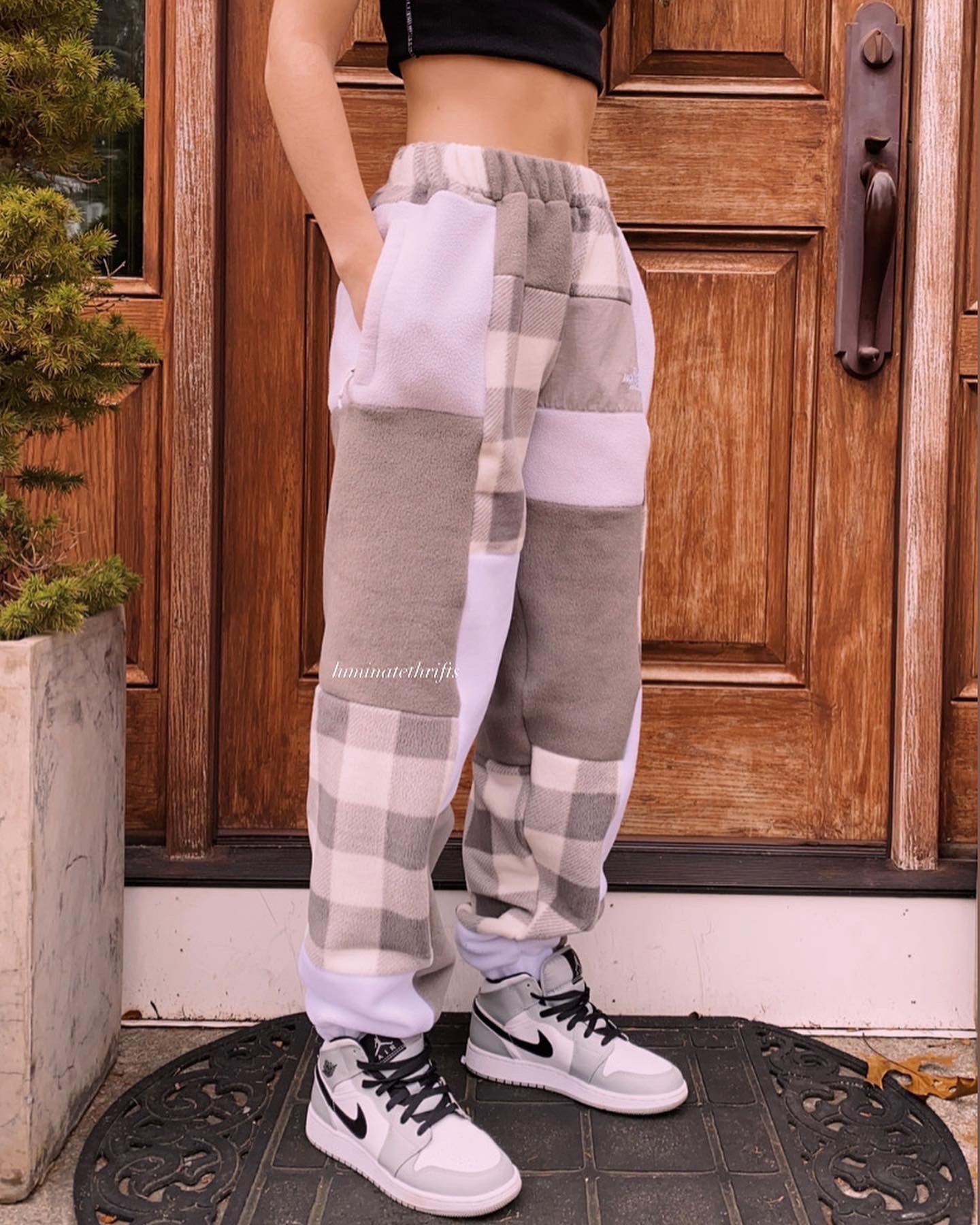 (S/M) Ash Plaid Reworked Joggers