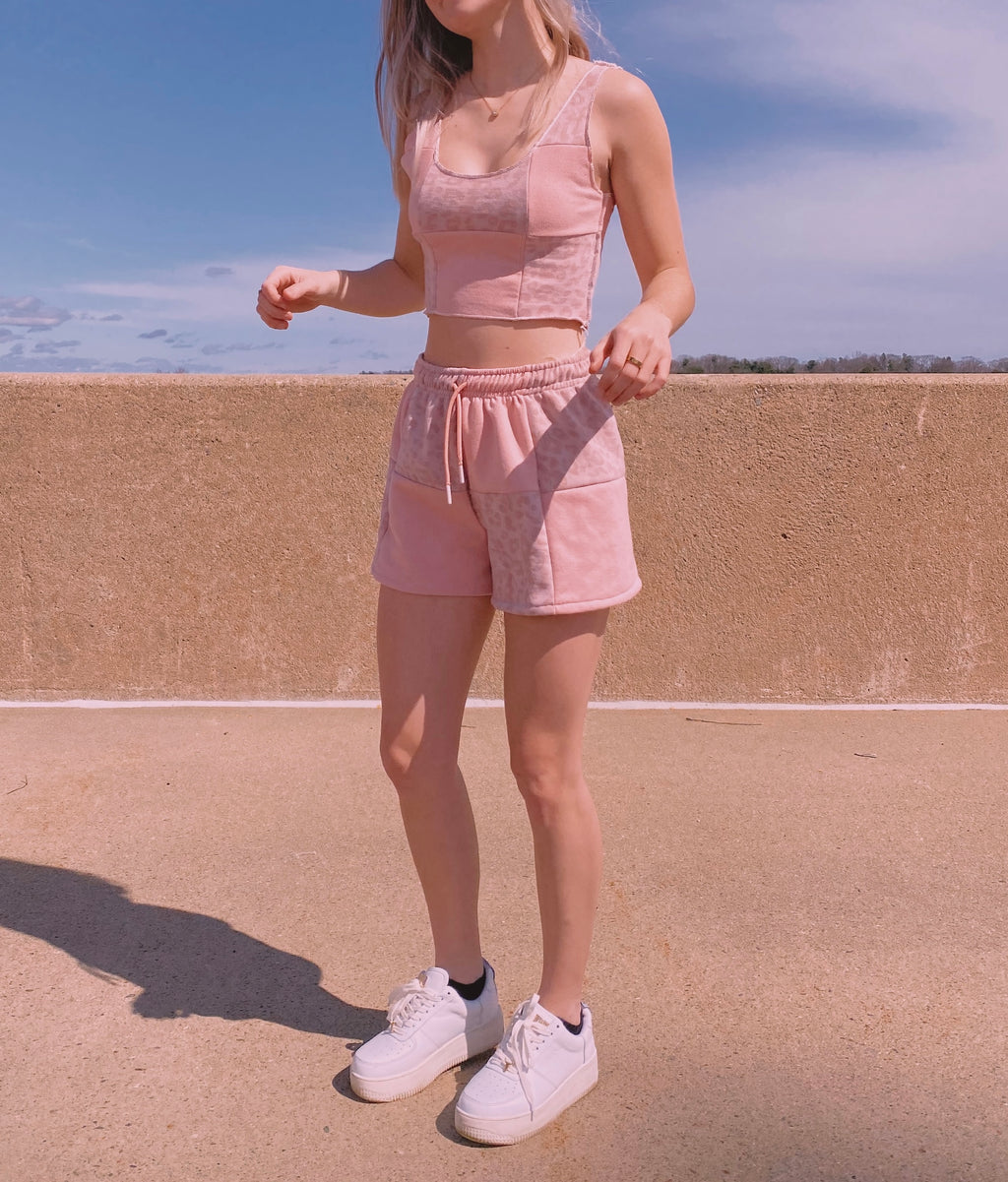 (S/M) Pink Leopard Reworked Matching Set