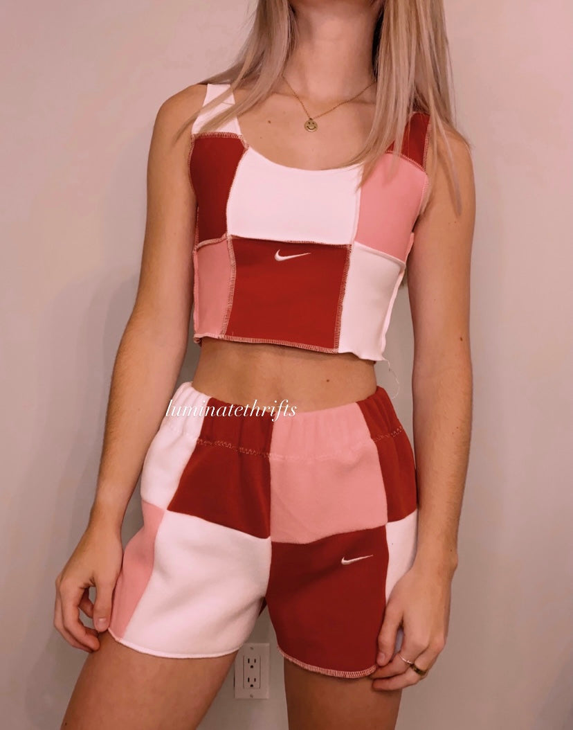 (XS/S) Ruby Red Reworked Shorts Set