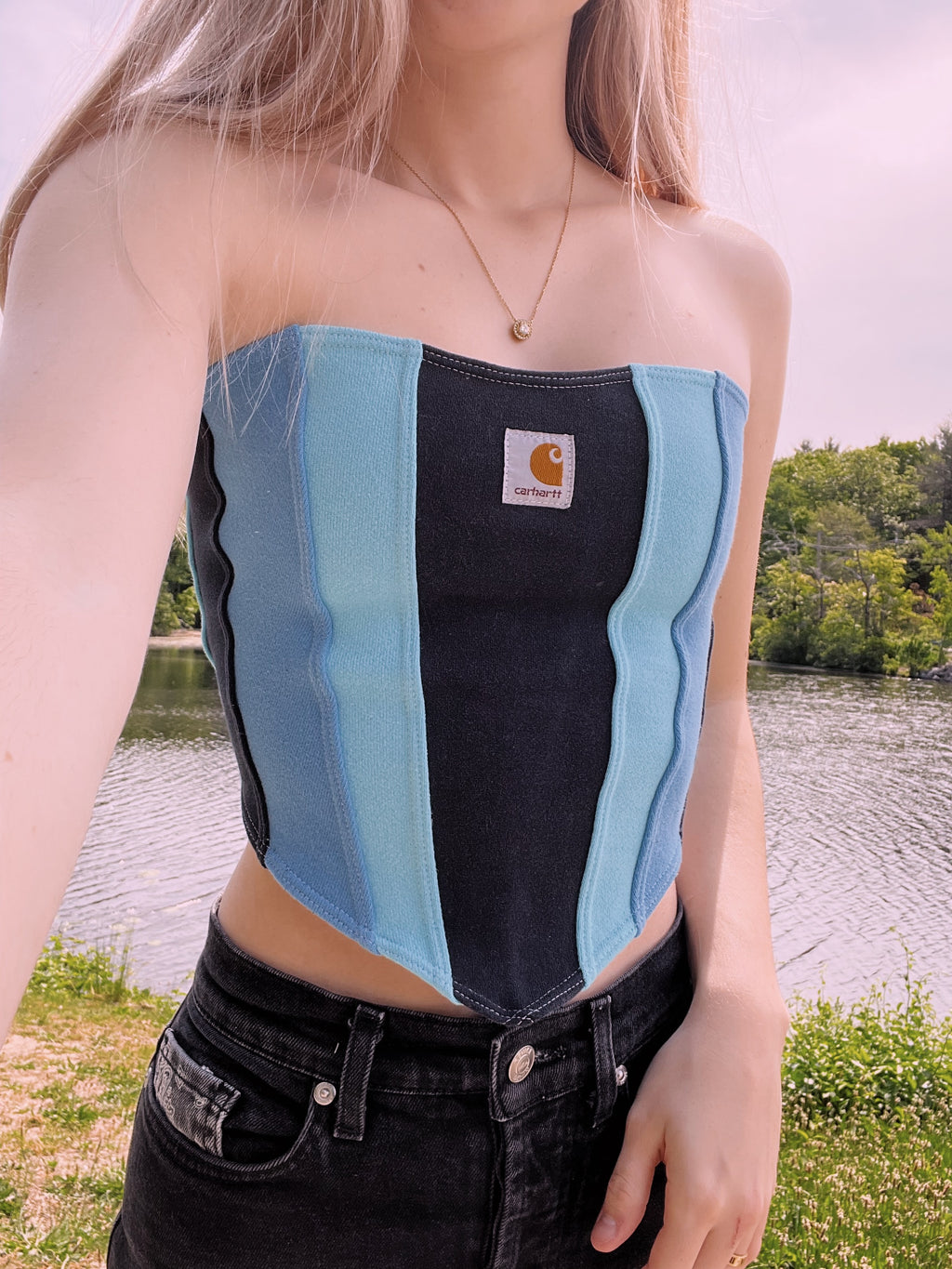 (XS/S) Glacier Blue Reworked Bustier