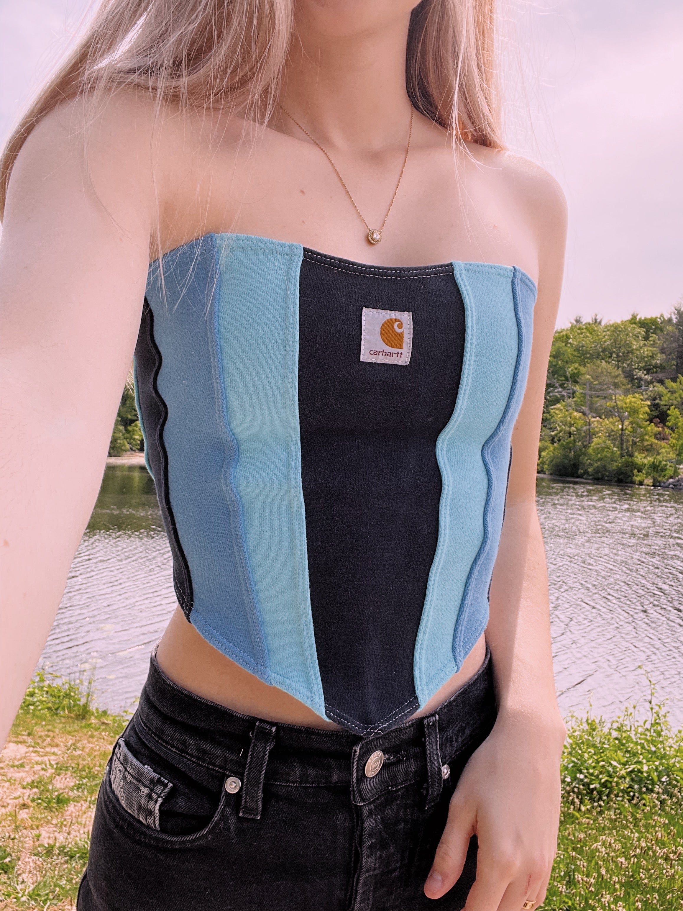 (XS/S) Glacier Blue Reworked Bustier