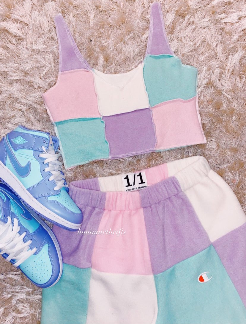 Pastel Plum Reversible Reworked Matching Tank Top