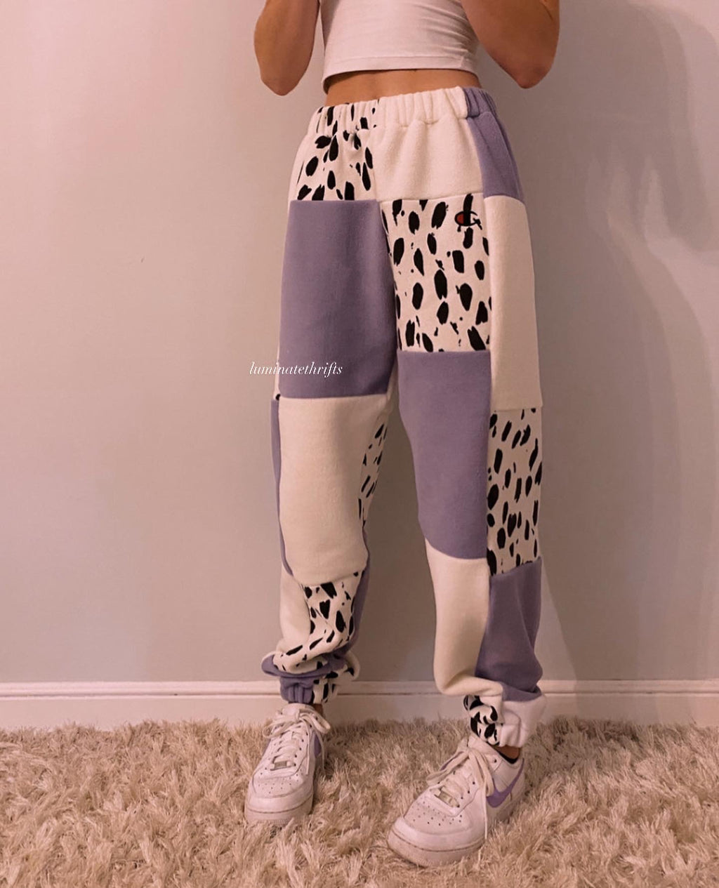 (XS-M) Lavender Cow Reworked Joggers