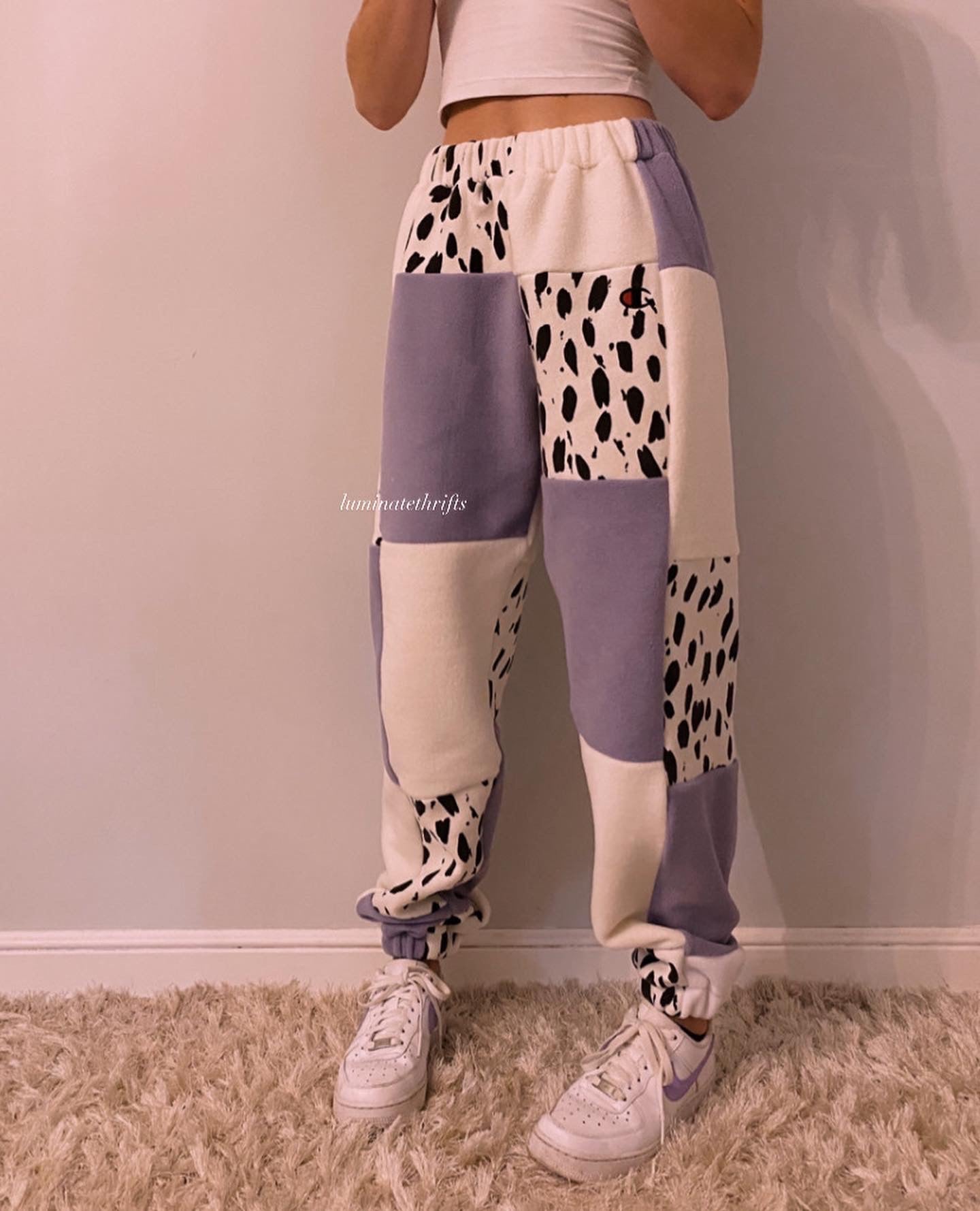(XS-M) Lavender Cow Reworked Joggers