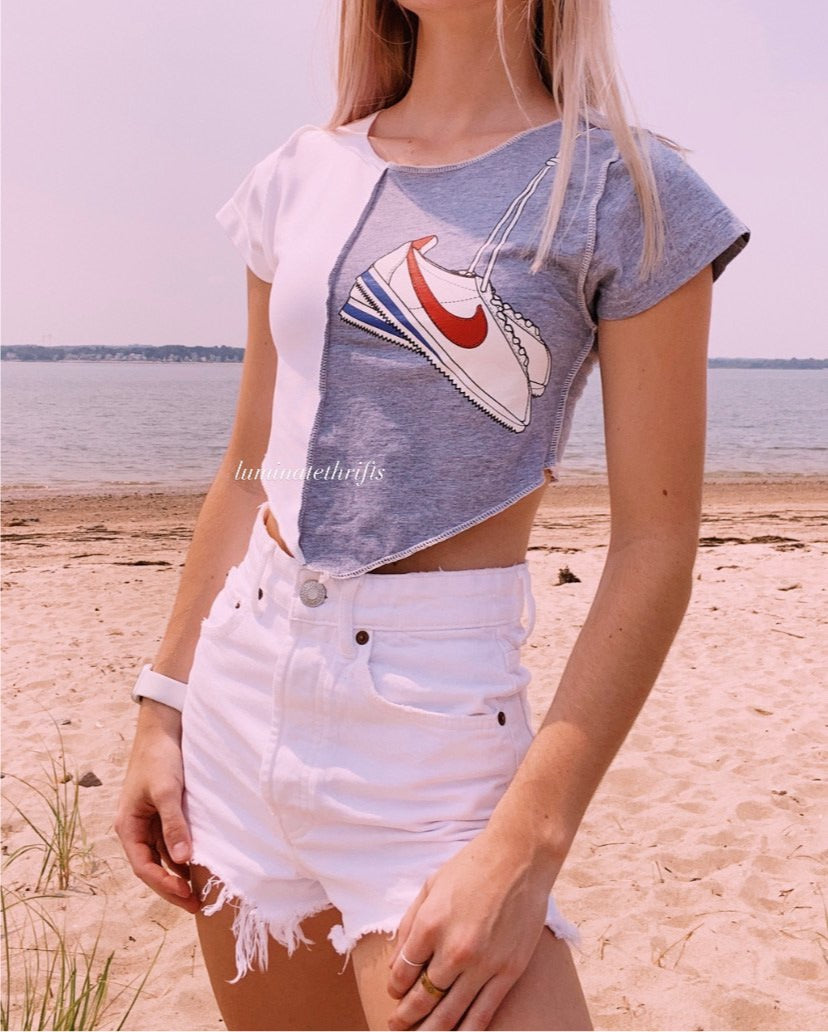 (XS/S) Center Point Sneaker Reworked Open Hem Top