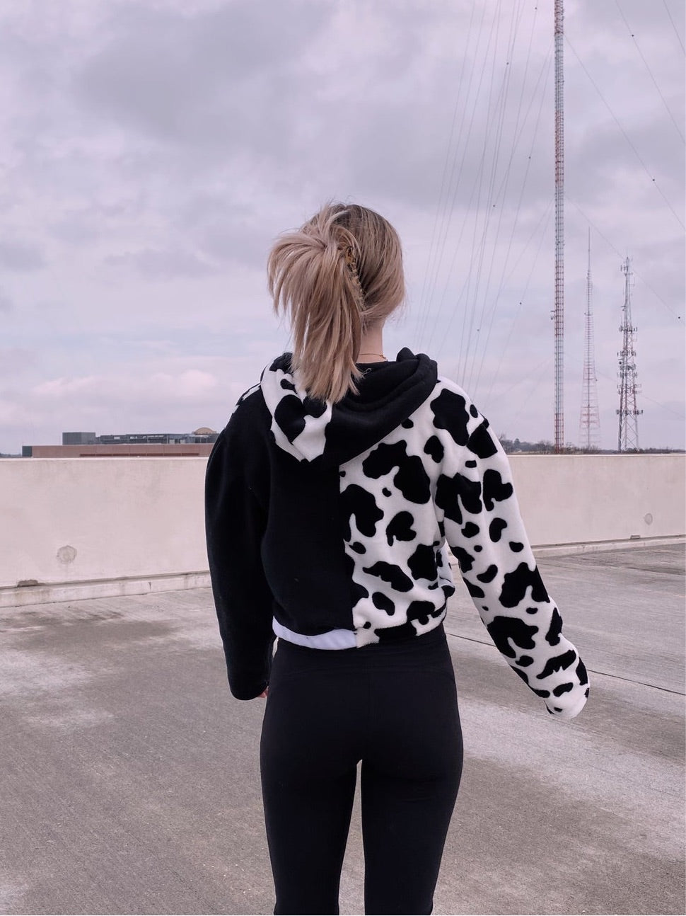 (S/M) Reworked Cow Hoodie