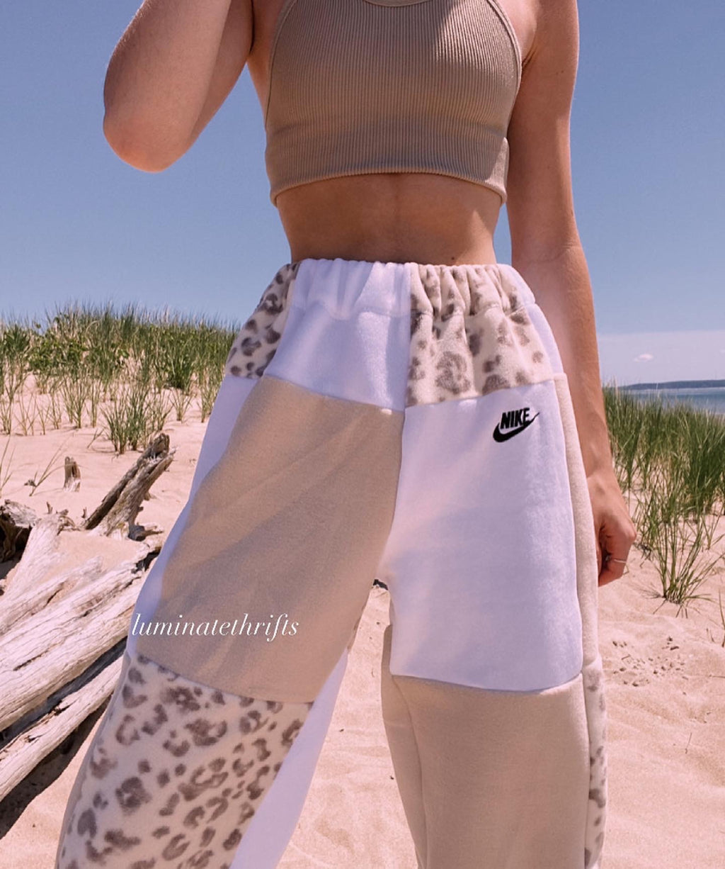 (XS-M) Special Edition Neutral Leopard Reworked Joggers